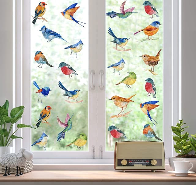 🌈🐦 KAIRNE 23 Stücke Aquarell Vögel Fensteraufkleber 🐦🌈