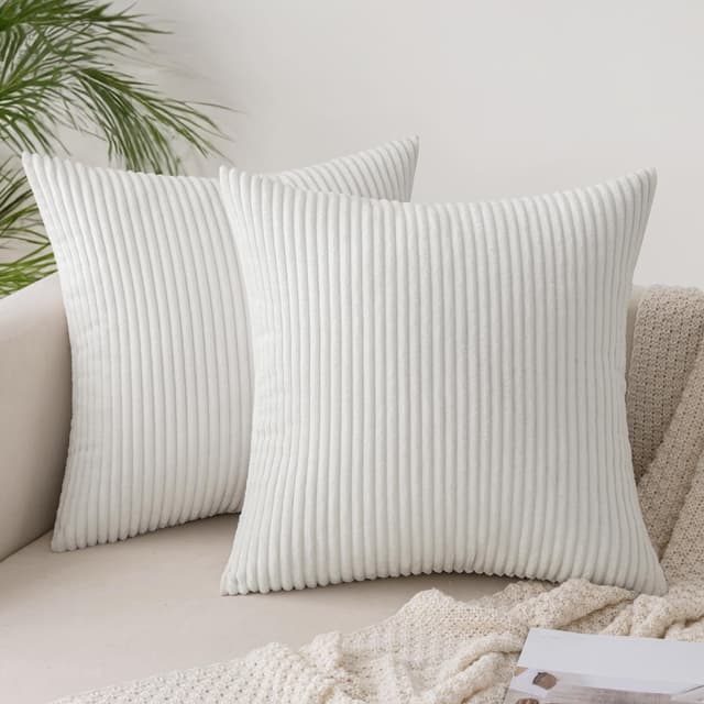 🛋️ Slozzi 2er Set Kordsamt Kissenbezug Reines Weiß 40x40cm