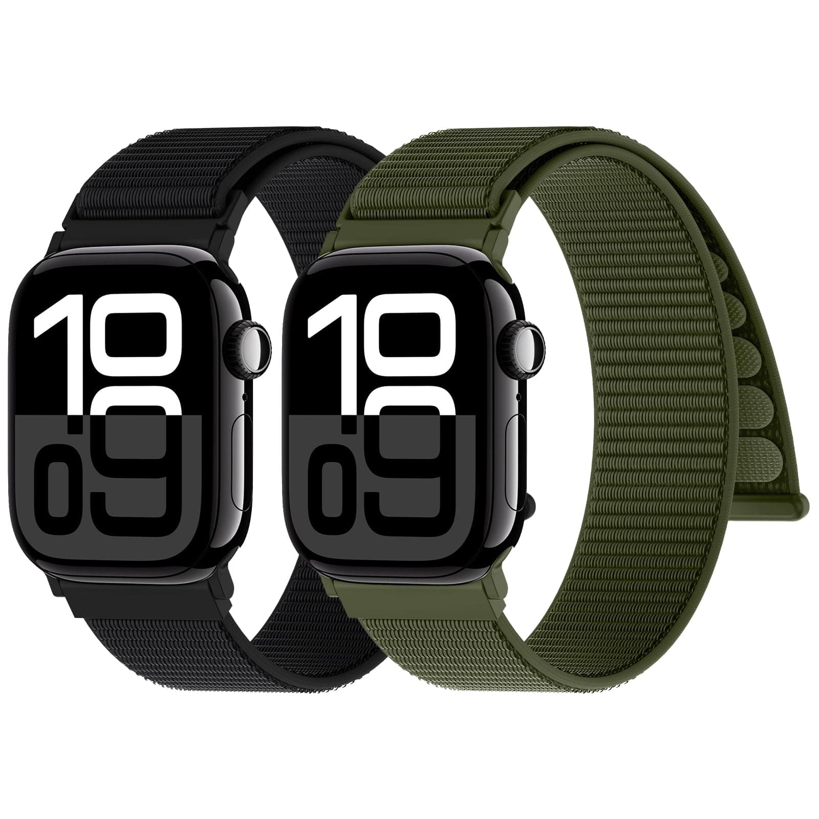 Yoohoo Nylon Solo Loop Band für Apple Watch - Schwarz/Armeegrün 38mm/40mm/41mm/42mm