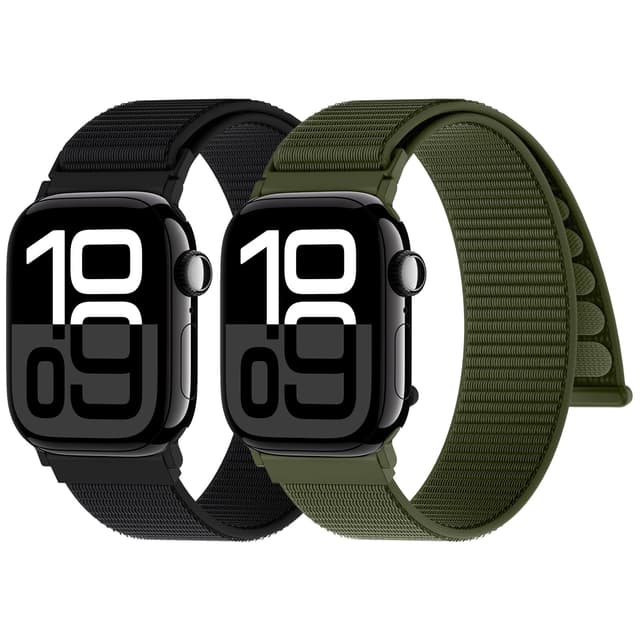 Yoohoo Nylon Solo Loop Band für Apple Watch - Schwarz/Armeegrün 38mm/40mm/41mm/42mm