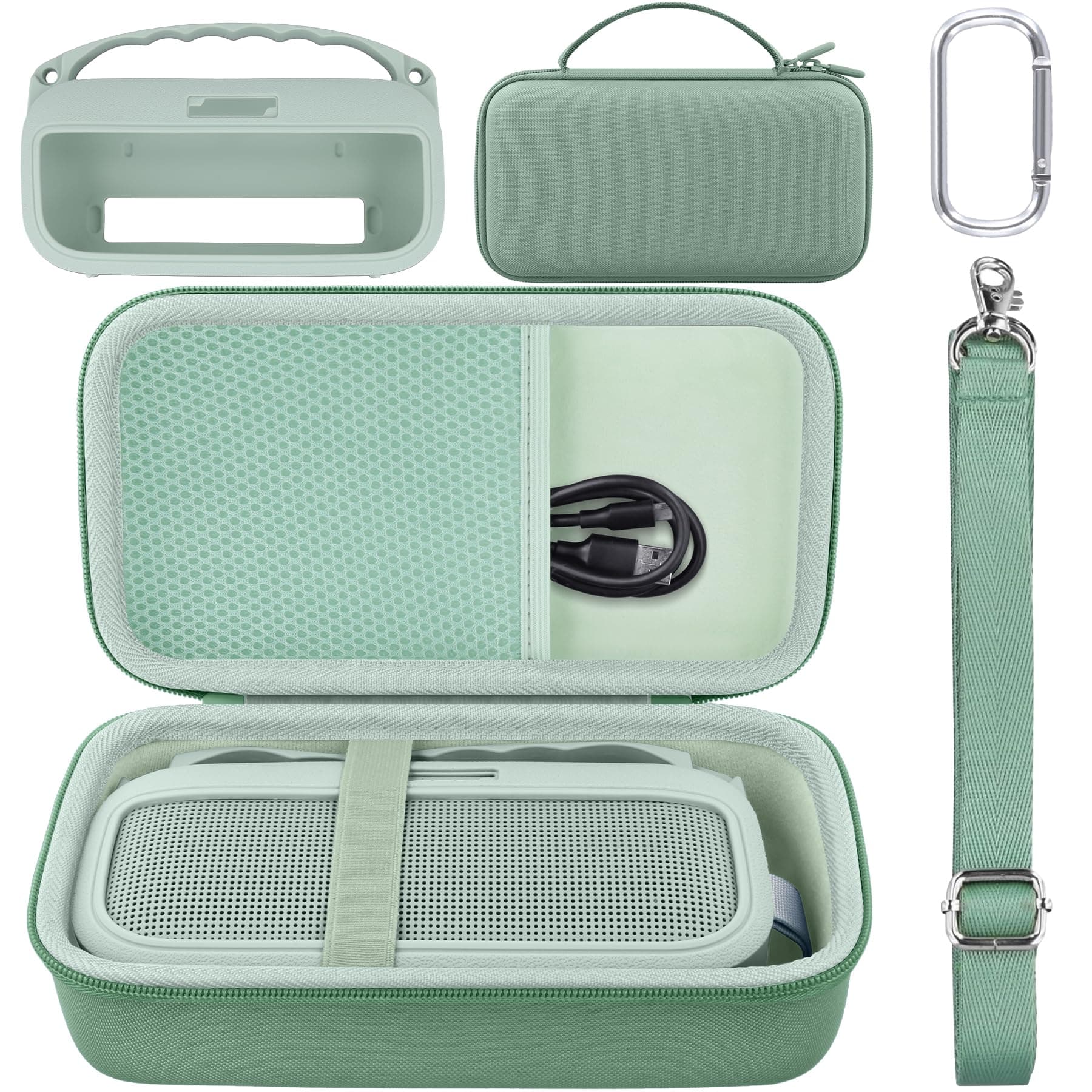 co2CREA Harte Tasche und Silikonhülle für Bose SoundLink Flex (2.Gen.) - Minze 🎵🔊