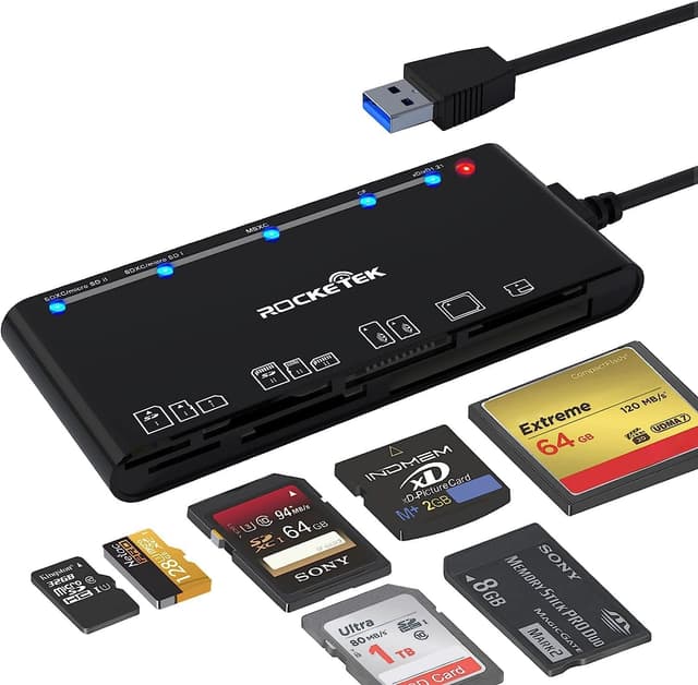 Rocketek 7-in-1 USB 3.0 Kartenleser - Hochgeschwindigkeits-CF/SD/TF/XD/MS/Micro-SD-Lösung