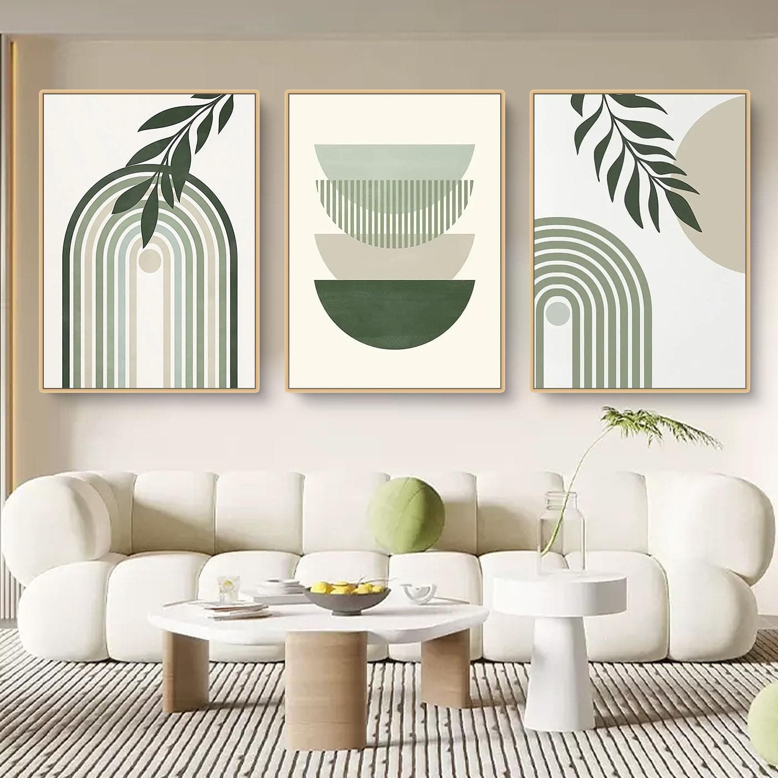 Uixxducc 3er Bohemian Poster Set 🌿 Aesthetic Grüne Pflanze Bilder Set 🎨 Moderne Wandbilder Wanddeko