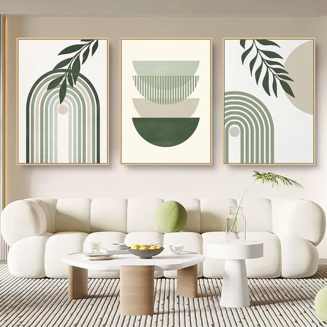 Uixxducc 3er Bohemian Poster Set 🌿 Aesthetic Grüne Pflanze Bilder Set 🎨 Moderne Wandbilder Wanddeko