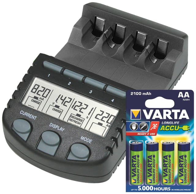 🔋 Technoline BC 700 Set Akku-Ladegerät (mit 4x 2100 mAh AA Varta Akku) schwarz BC 700 Set + V56706 - Deal!