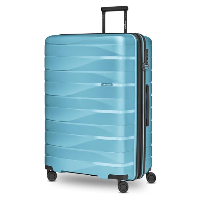🧳 Bergpfeil Großer Hartschalen Check-in Koffer | Erweiterbar 52 x 32 x 75 cm | Glacier Blue Metallic Koffer L