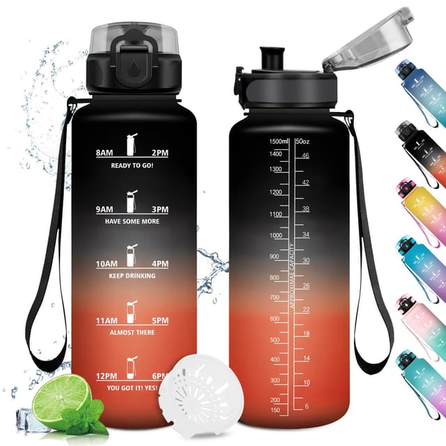 Trinkflasche Sport 1.5L mit Zeitmarkierung 🏋️‍♂️🚴‍♀️