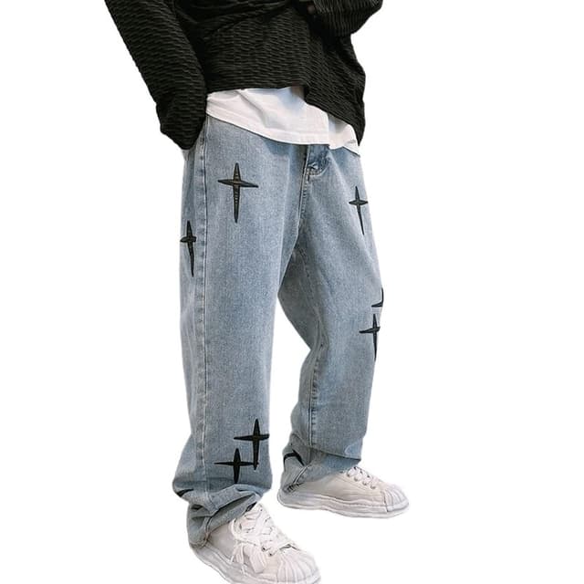 Awoyep Herren Baggy Jeans für Jungen - Vintage, Hip Hop & Skateboard Style - One Size (OS) 3XL Blau 😎🛹👖