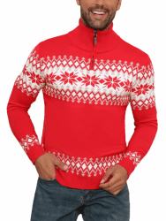 Yukiuiny Herren Weihnachtspullover Half Zip Norweger Strickpullover 🦌🎄