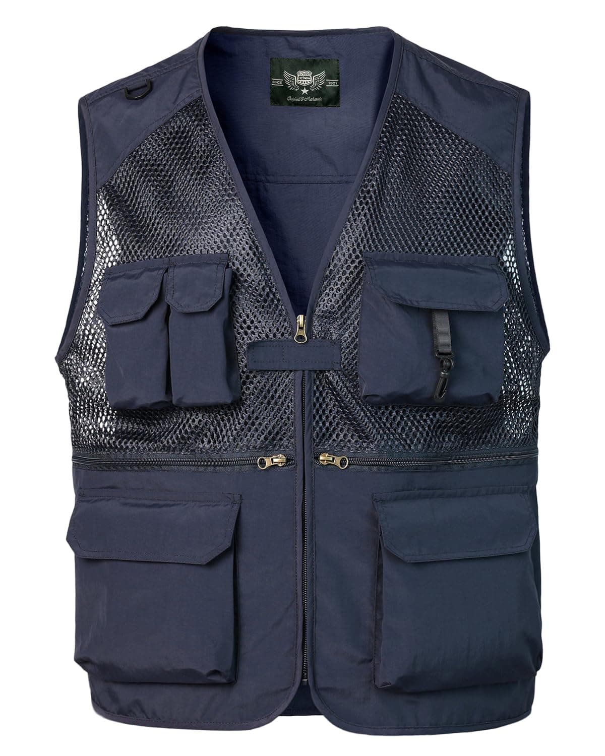 Harbrosrce Herren Anglerweste 🎣 Outdoor Weste Jagdweste Gilet Safari Weste Mehrfachtaschen Ärmellos Angeljacke für Fotografie Lässig Camping M Tiefblau