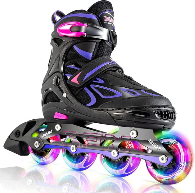 🌟 2PM SPORTS Verstellbar Inliner für Kinder, Leucht Inline Skates Rollschuhe A Violet Small(EU 30-33) 🌟