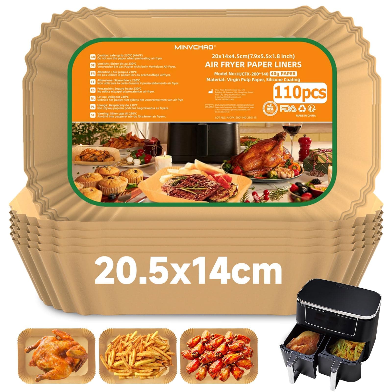 Backpapier für Heißluftfritteuse Ninja Dual Zone AF300EU AF400EU 110 Stück 🍟🔥