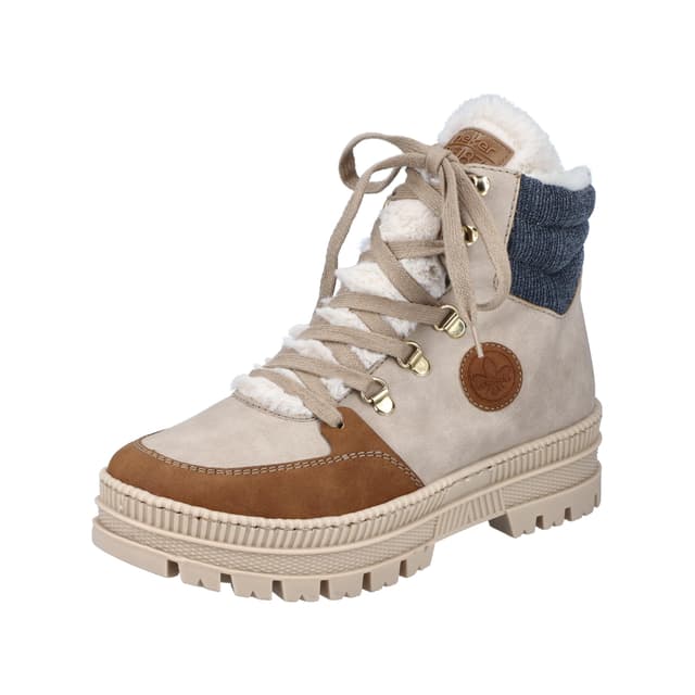 🌟 Super Deal! Rieker Damen Z1810 Schnürstiefel 38 EU Beige Kombi - Nur 38.08€!