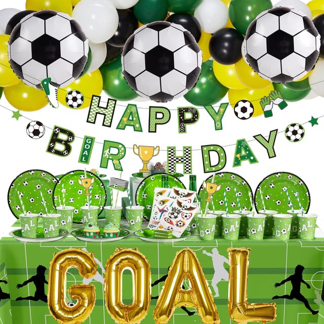 SUNBEAUTY 120 Stück Fußball Geburtstag Deko Set 🎉⚽🎈