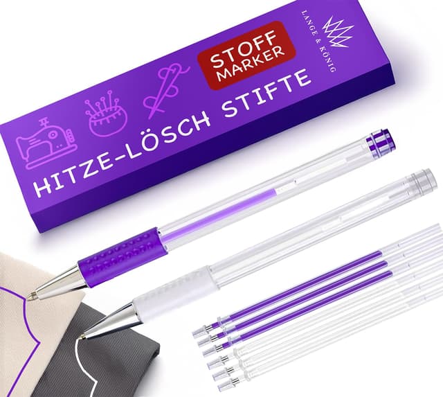Lange & König® Hitze-Stoffmarker Set für Nähen & Quilten 🪡 [400m Schreiblänge] - Nähzubehör Nähen Zubehör Schneiderkreide Alternative Nähmaschinen Zubehör Nähen & Stoffe Nähzeug