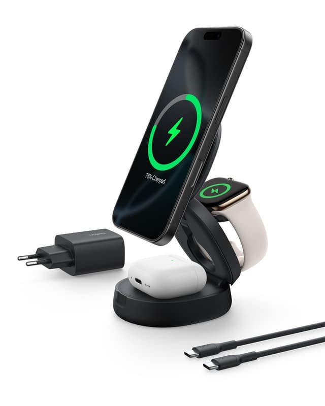 Belkin 3-in-1 Kabellose Ladestation (15W) Schwarz 📱⌚🎧