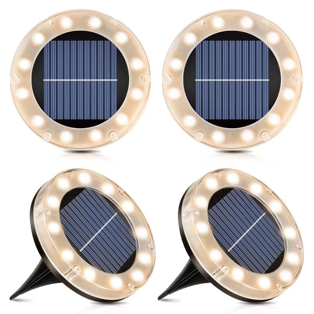 🌞 Solar Bodenleuchte Warmweiß, 12 LEDs Solarleuchten für Außen, 4 Stück - Led Solar Gartenleuchten 🌳