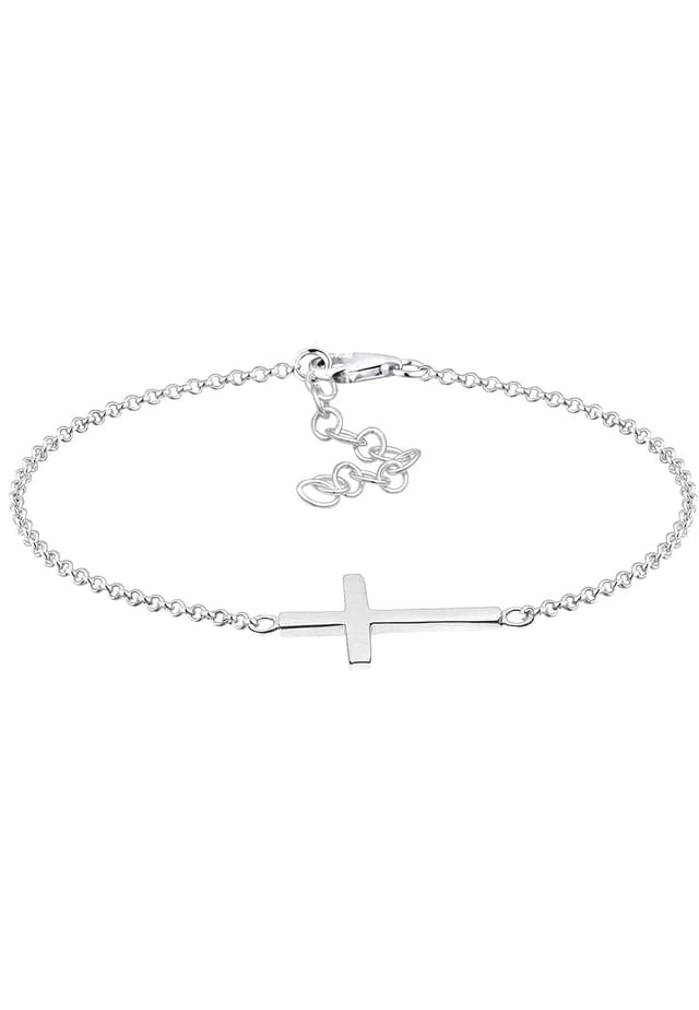 🌟 Elli Damen Kreuz Basic Armband in 925 Sterling Silber vergoldet 18cm Silber 🌟