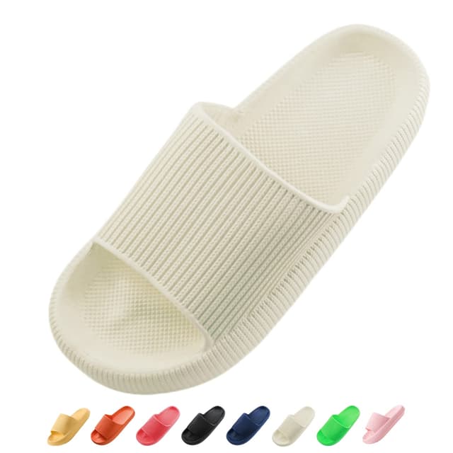 Sumvov Cozyslides Original Damen Schlappen 100% EVA Super Weich Rutschfest Badeschuhe Cozislides Original Hausschuhe Damen 38/39 EU Hellbeige 🌟