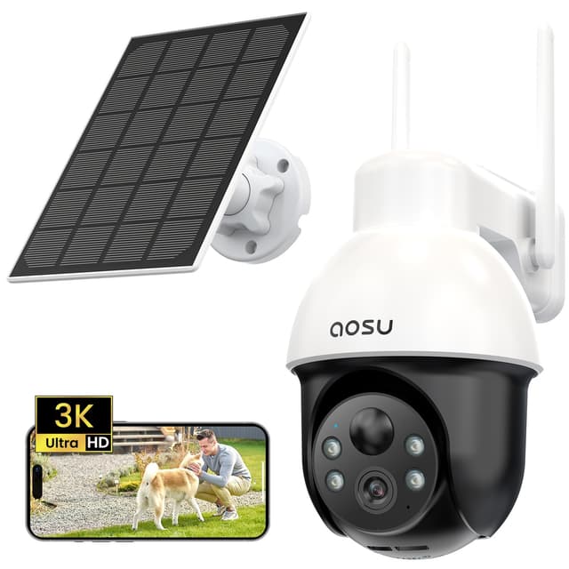 🔒 AOSU 3K Überwachungskamera Aussen Solar | 5MP 360° Panoramisches PTZ | Kabellos & IP65 Wasserdicht 🌧️