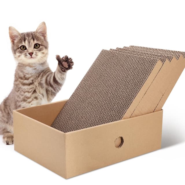 🐱🌿 JIZZU Kratzbrett für Katzen - 5er Set Kratzmatte mit Minze Geschmack