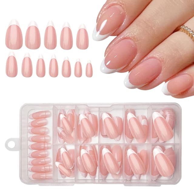 GlamRays 120Pcs French Tip Press on Nägel Mittlere Mandel Weiß Acryl süße künstliche Nägel 🌟