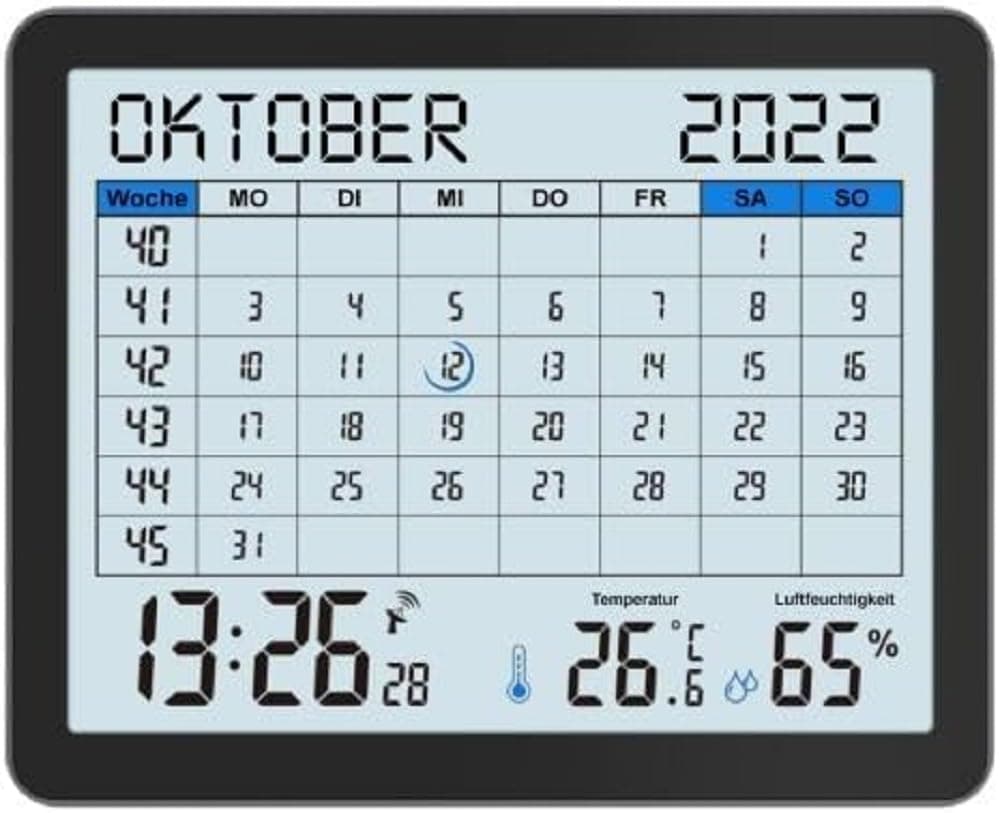 🌡️📆 Technoline WT2600 Tischkalender, 17 x 14 cm, schwarz 🕰️