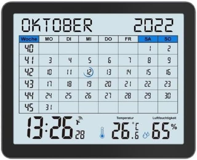 🌡️📆 Technoline WT2600 Tischkalender, 17 x 14 cm, schwarz 🕰️