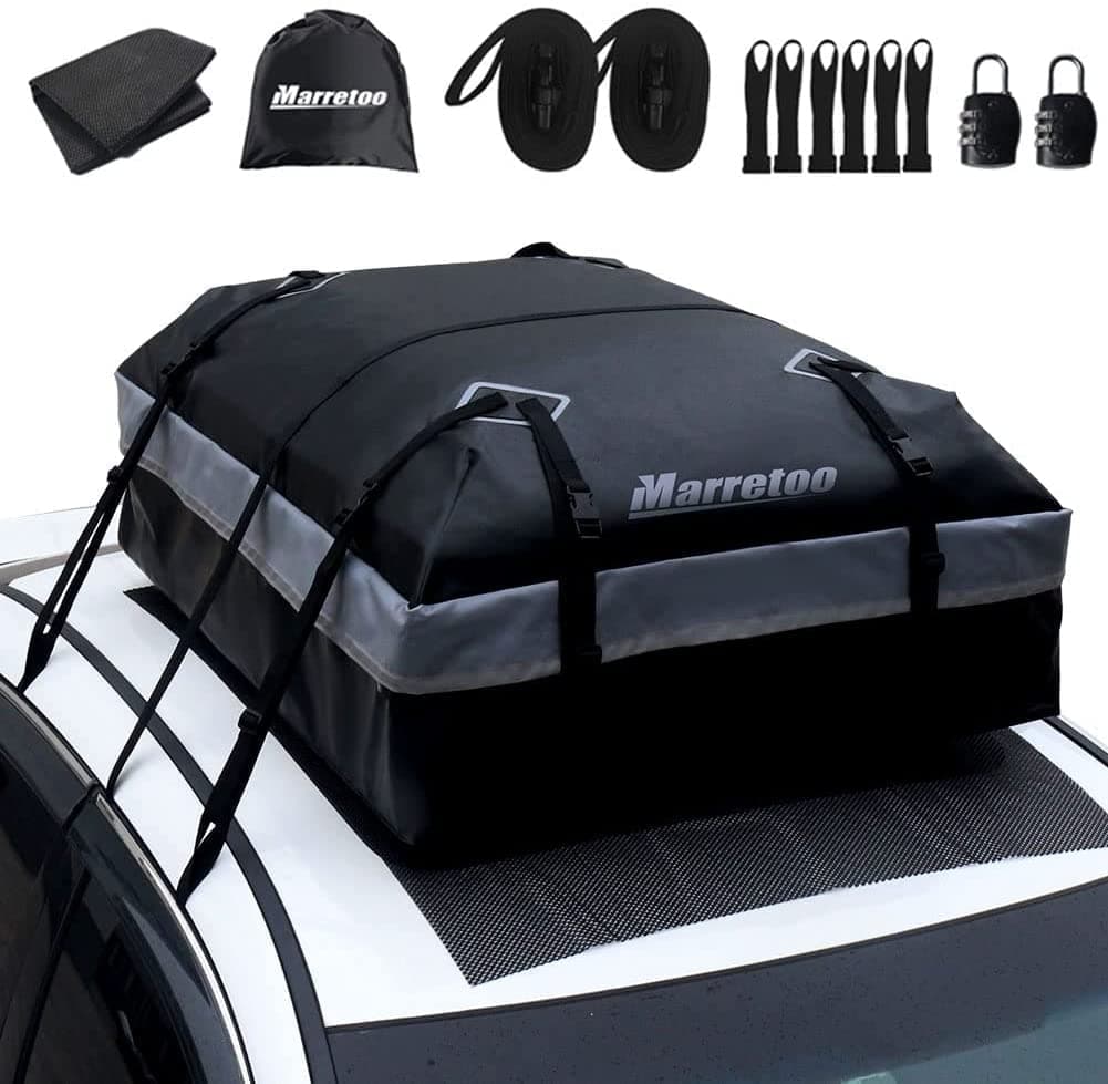 Marretoo 21 Kubikfuß Auto Dachbox Faltbare Wasserdicht Dachtasche Gepäckbox Tasche Aufbewahrungsbox mit Antirutschmatte - Angebot