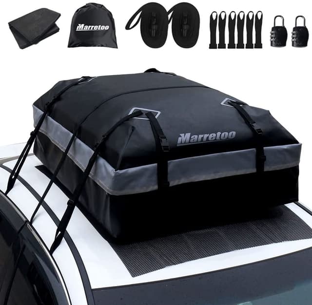 Marretoo 21 Kubikfuß Auto Dachbox Faltbare Wasserdicht Dachtasche Gepäckbox Tasche Aufbewahrungsbox mit Antirutschmatte - Angebot
