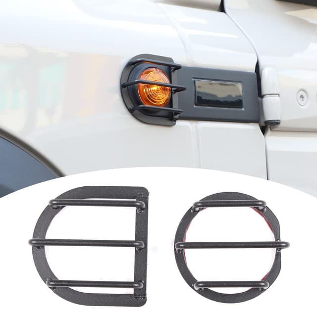 DIYUCAR Karbonstahl Auto Seitenkotflügel Blinker Licht Guard Abdeckung Verkleidung Rahmen Blenden Dekoration für Ineos Grenadier 2020-2024