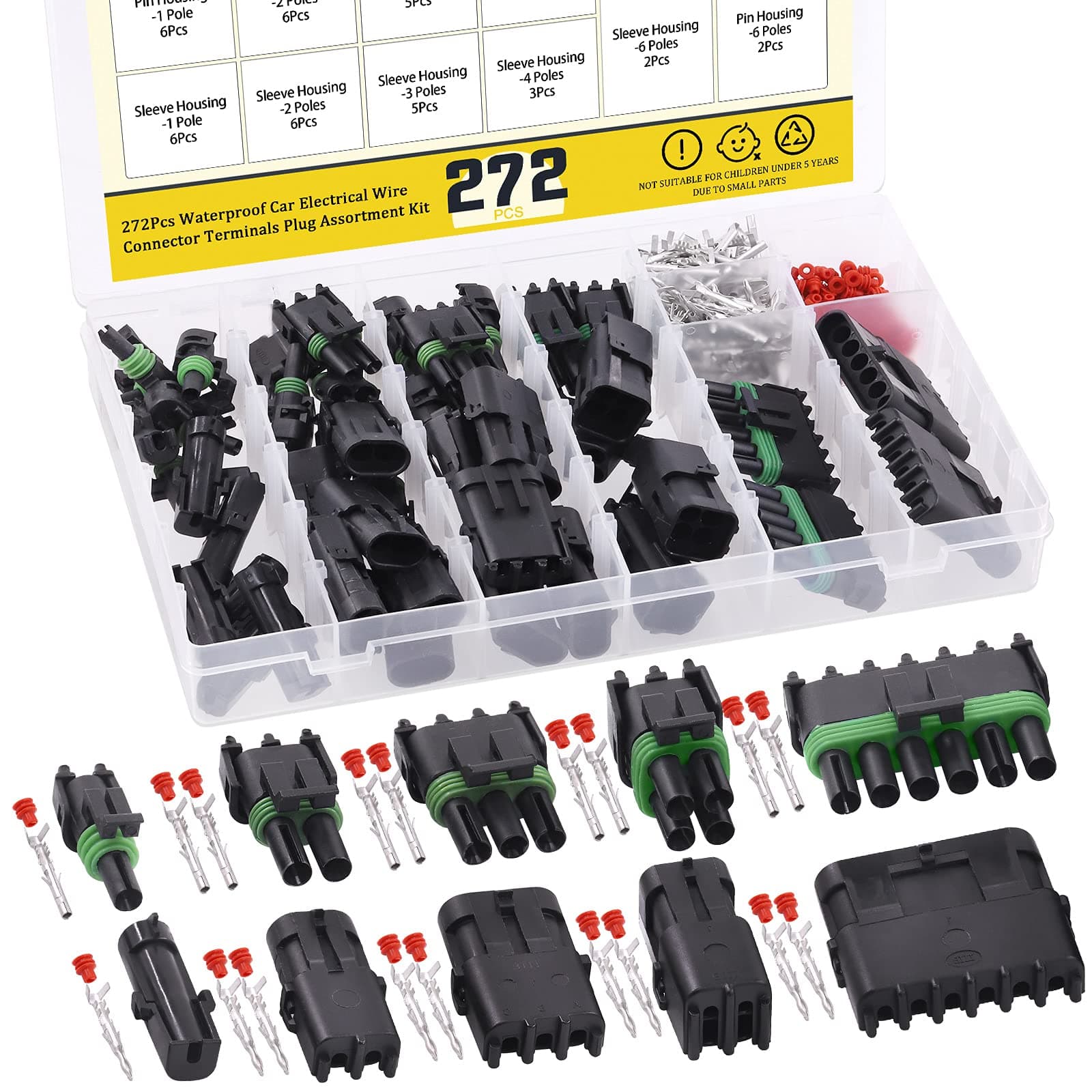 🔌 Mardatt 272 Stück (22 Sätze) 1 2 3 4 6 Pin männlich & weiblich wasserdicht Auto elektrische Kabelstecker Terminals Stecker Sortiment Kit ⚡️🚗