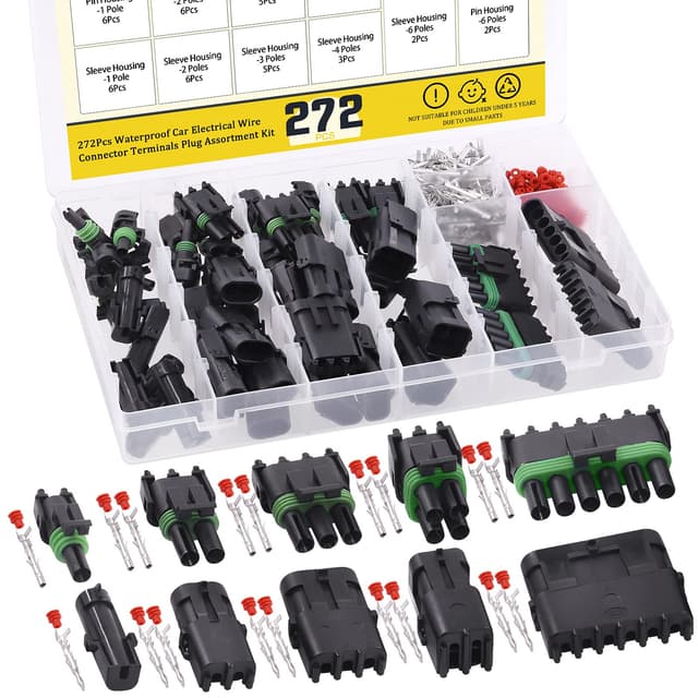 🔌 Mardatt 272 Stück (22 Sätze) 1 2 3 4 6 Pin männlich & weiblich wasserdicht Auto elektrische Kabelstecker Terminals Stecker Sortiment Kit ⚡️🚗
