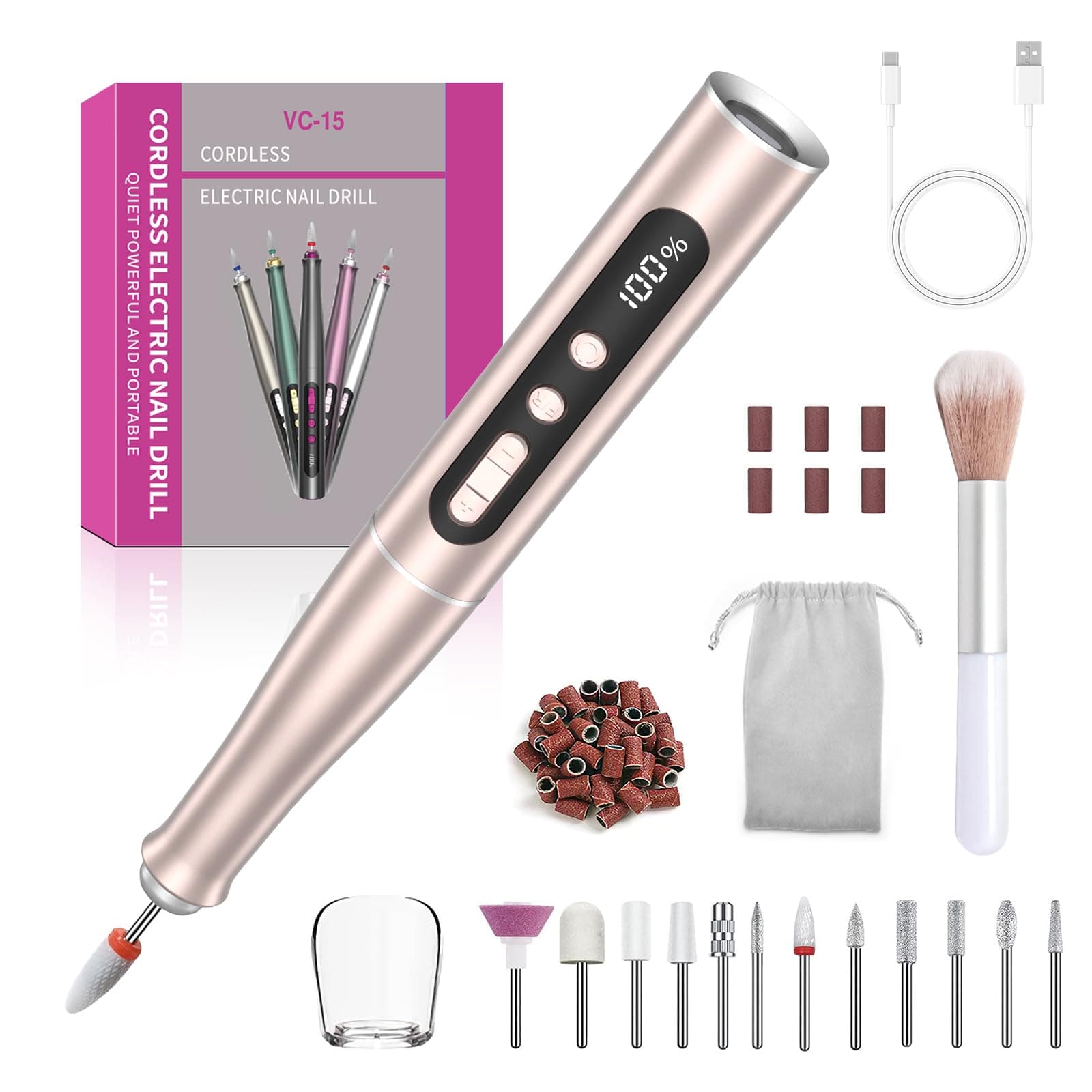 🌟 Nagelfräser für Gelnägel 12 in 1 Set - Elektrische Nagelfeile | Nail Drill 🌟
