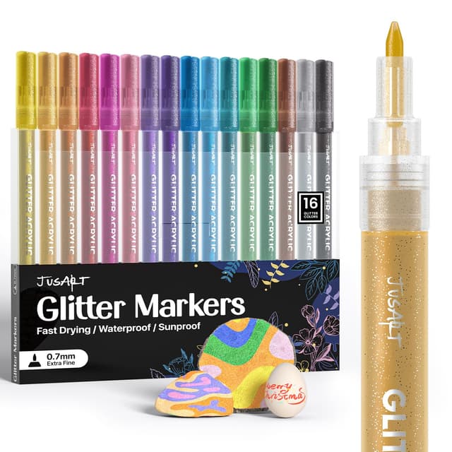 🌟 JusArt Glitzerstifte 16er Set - Ostern Geschenke Kinder 🎨✨