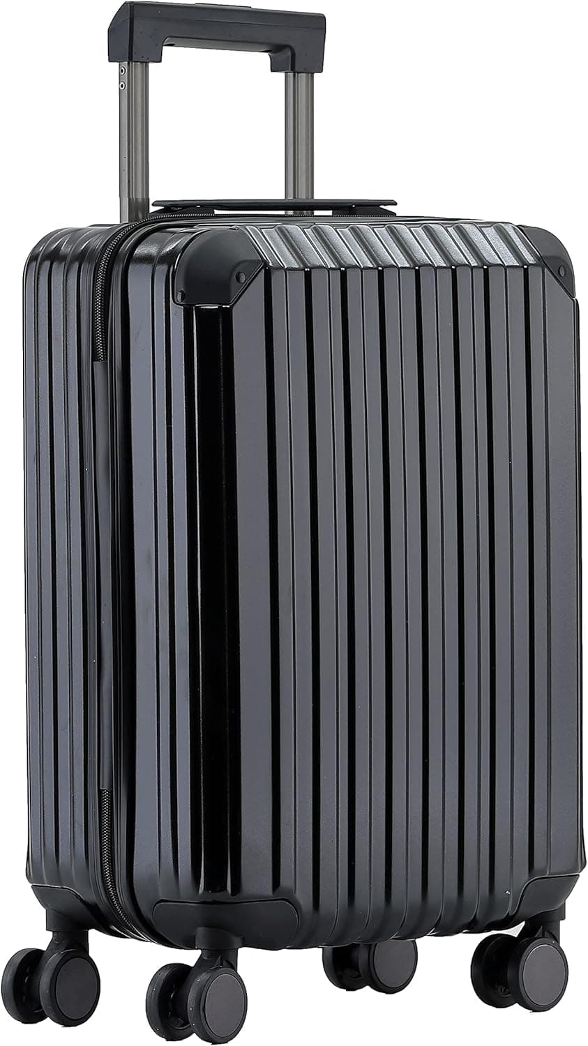 🧳 Münicase M816 TSA-Schloss, Dehnungsfuge, Teleskopgriff, Reisekoffer mit 4 Rollen, Hartschale (Schwarz, Kleiner Koffer) - Schwarz Kleiner Koffer