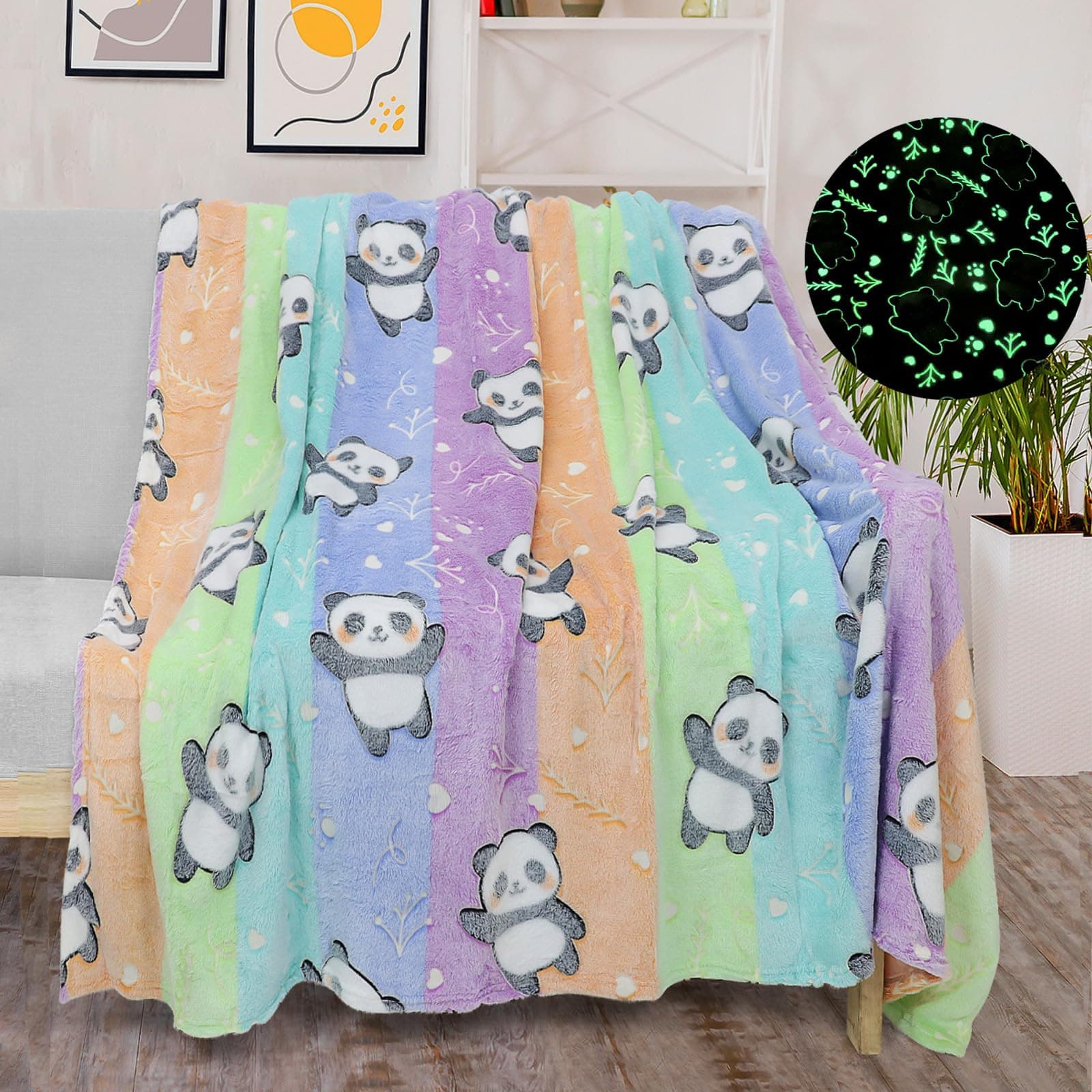 Kinder Panda Leuchtende Kuscheldecke - Tolles Geschenk für Mädchen 🐼