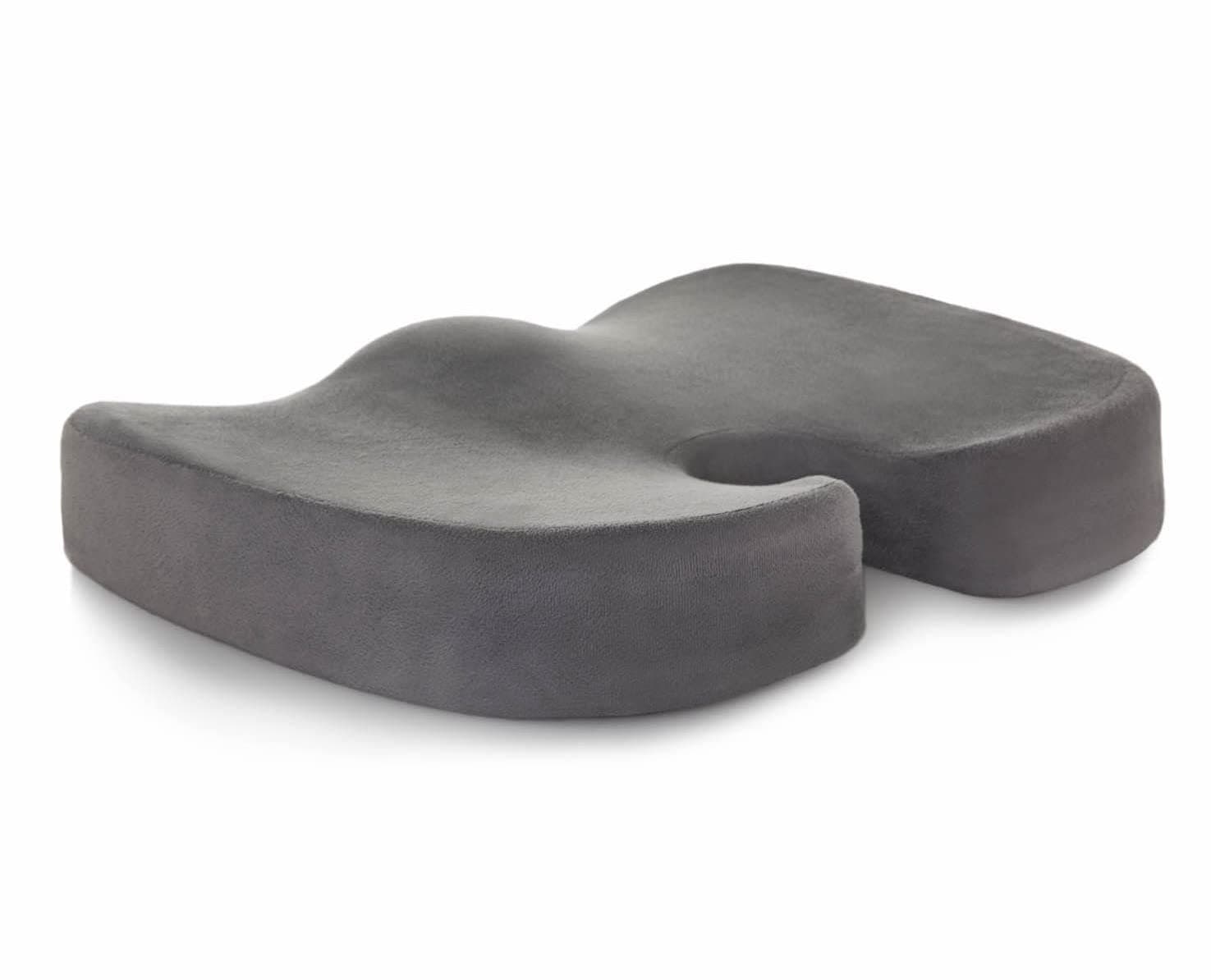 Linenspa Ergonomisches Gelschaum Sitzkissen 🪑 - Steißbein-/Coccyx-Komfort 😌 - Sitzpolster für Bürostuhl, Auto und ganztägiges Sitzen, Grau