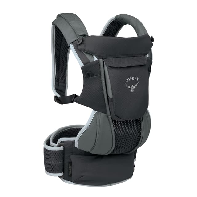 👶🎒 Osprey Poco Kind Träger - Deluxe Kind Cockpit - Integrierter Sonnenschutz - Atmungsaktive Federung - Verstellbare Passform - Maschinenwaschbare Sabberdecke - Bluesign-zertifizierte Materialien, Schwarzer Weicher Träger
