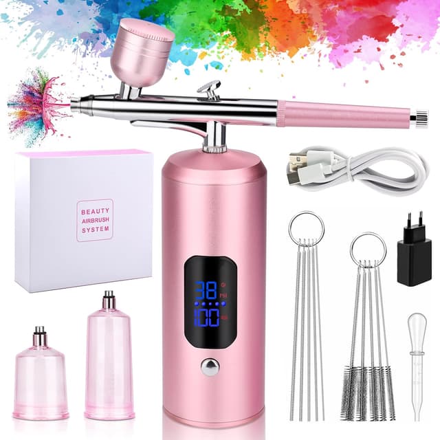 Daakro Airbrush Set, Spritzpistole mit Kompressor 38PSI Kabelloses Airbrush-Kit