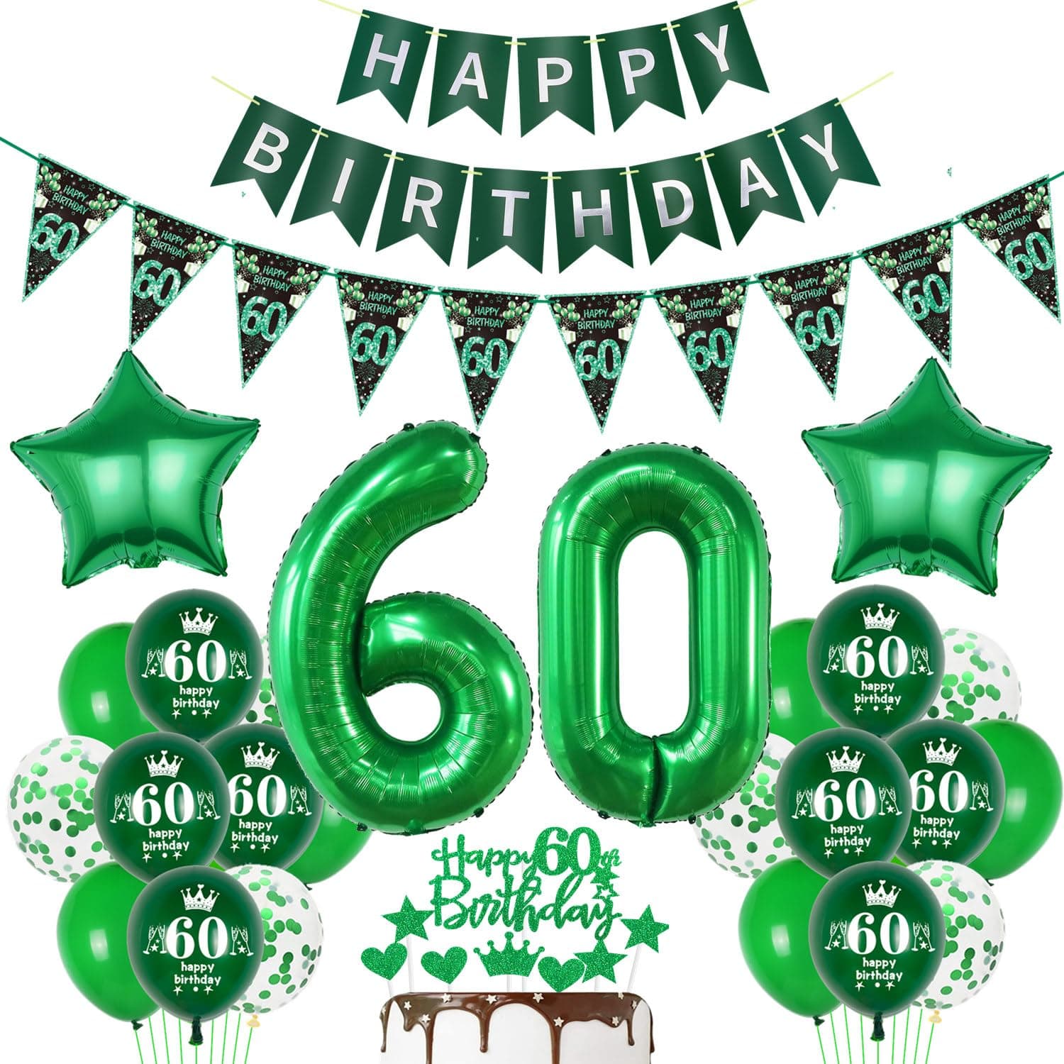 Luftballon 60. Geburtstag Deko Grün Set 🎈🎉✨🎁💯