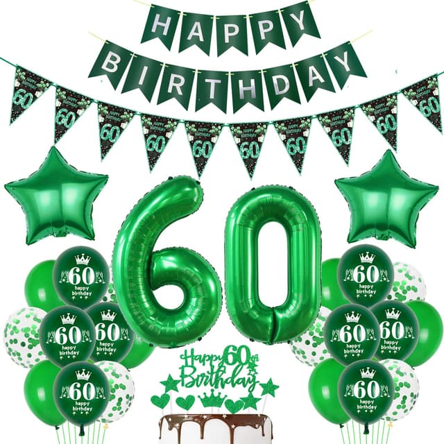 Luftballon 60. Geburtstag Deko Grün Set 🎈🎉✨🎁💯