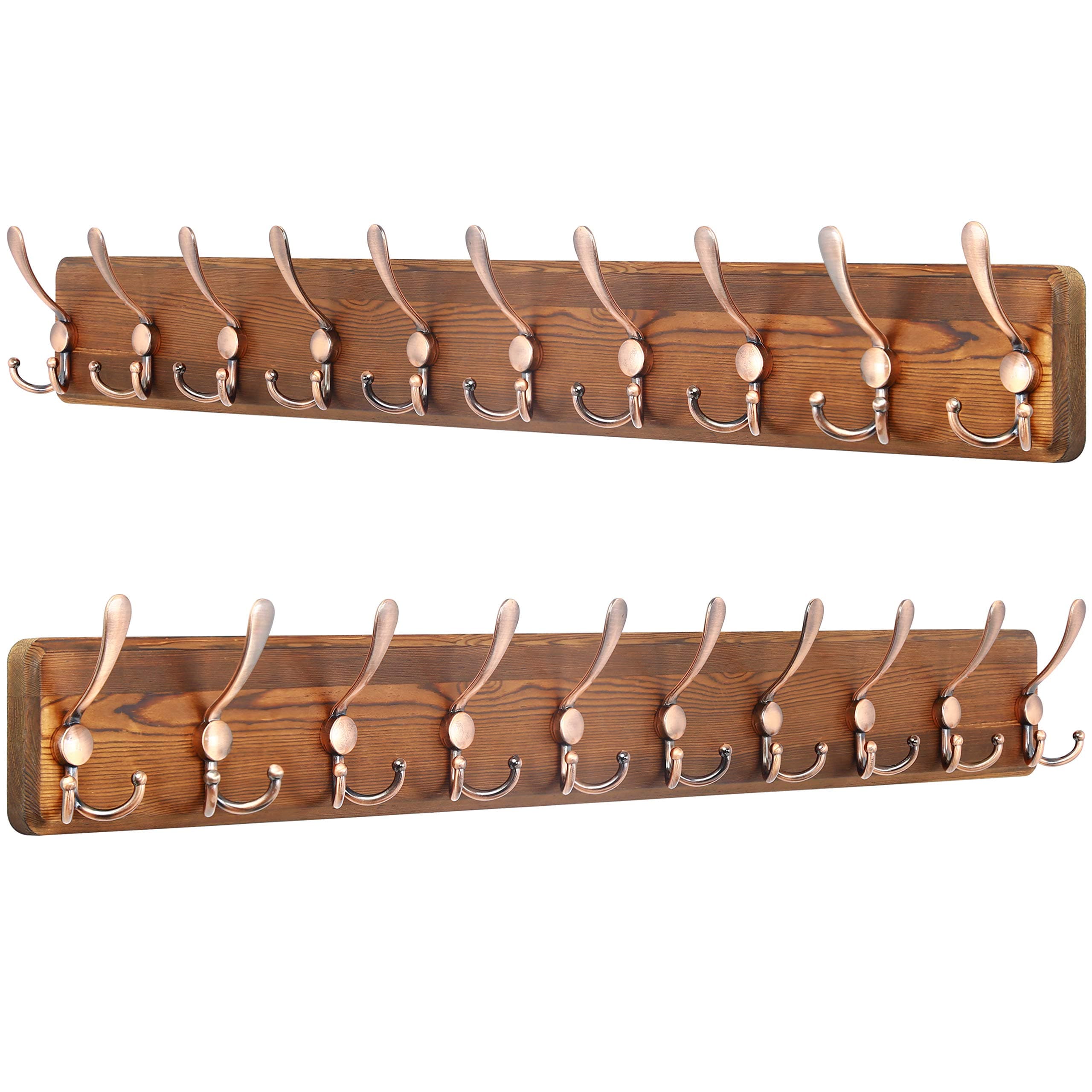 🌟SKOLOO Garderobenleiste Holz Vintage 2er-Pack 🧥🎩🎒