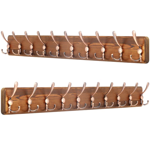 🌟SKOLOO Garderobenleiste Holz Vintage 2er-Pack 🧥🎩🎒
