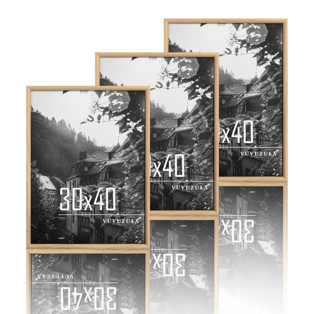 VUVUZULA Bilderrahmen 30x40cm Holz Holzrahmen Eiche 3er Set Fotorahmen MDF Rahmen Posterrahmen Natur Beige 30x40cm 🖼️