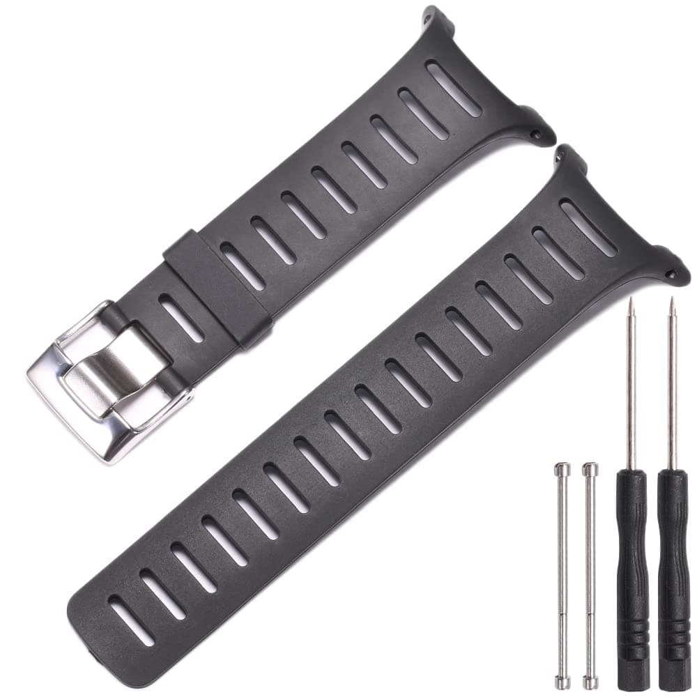 MCXGL Gummi Uhrenarmband Kompatibel mit SUUNTO T1 T1C T3 T3C T4C T4D Herren Ersatz Armband Schwarz Uhrenzubehör