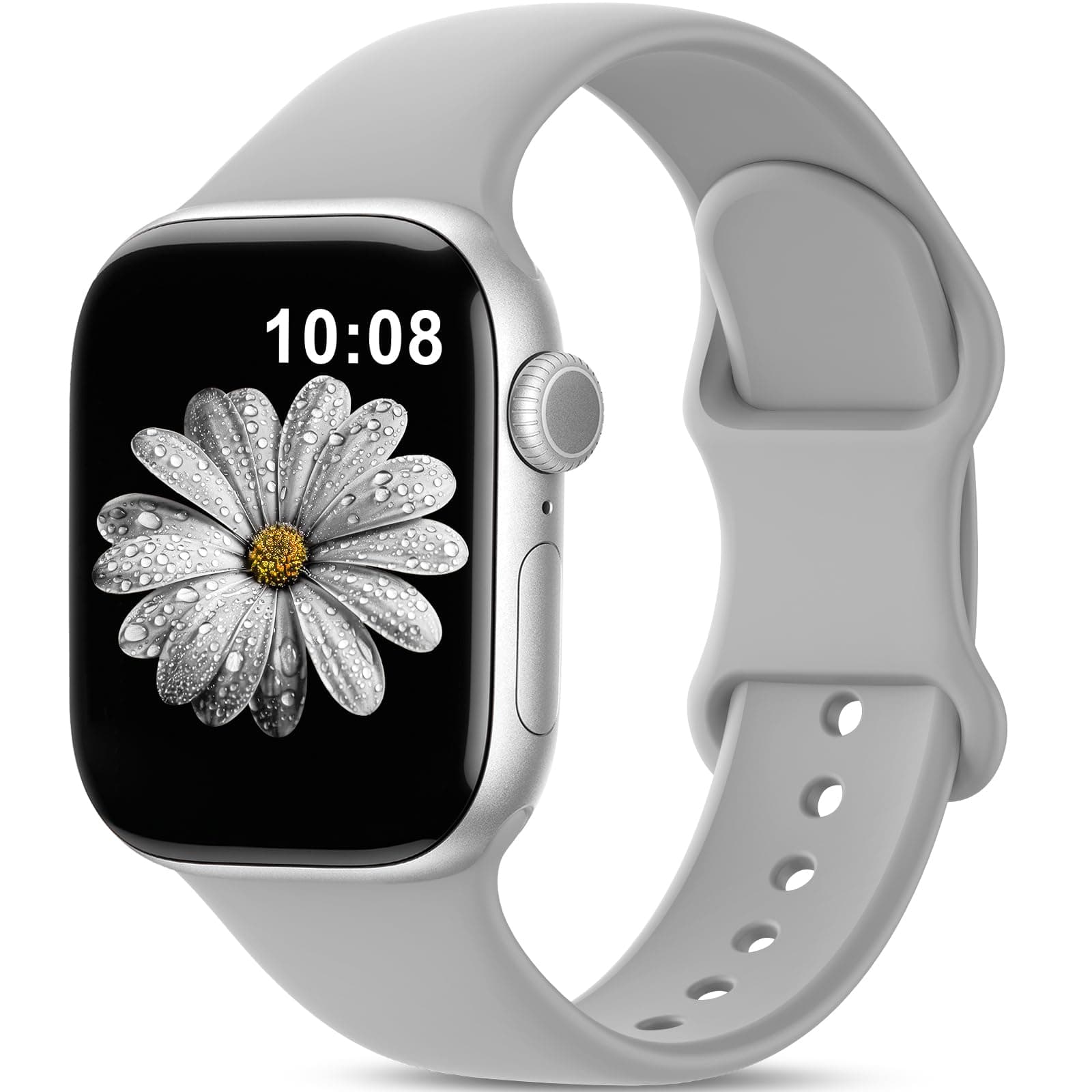 🌟 AMSKY Silikon Sport Armbänder für Apple Watch Se, Damen Herren Weiches Wasserdichtes Gummi Band - Grau (46mm/45mm/44mm/49mm)+(S3/2/1 42mm) I Grau