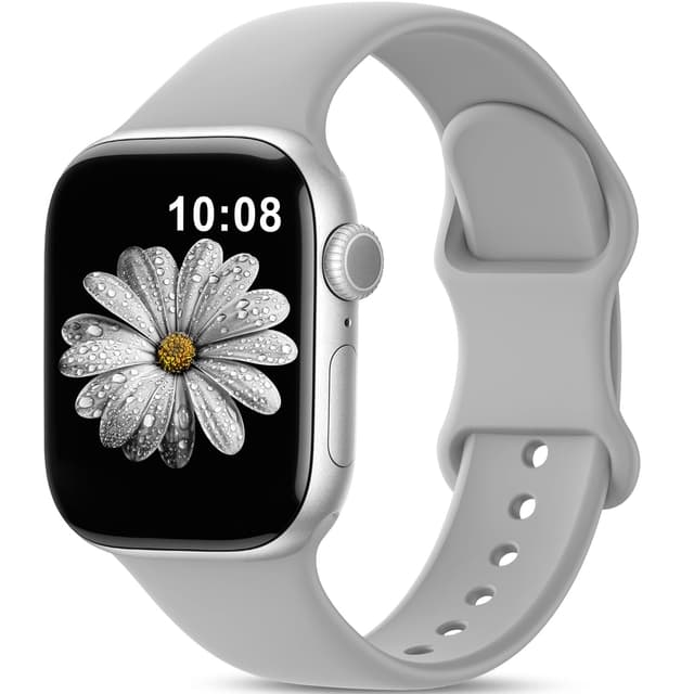 🌟 AMSKY Silikon Sport Armbänder für Apple Watch Se, Damen Herren Weiches Wasserdichtes Gummi Band - Grau (46mm/45mm/44mm/49mm)+(S3/2/1 42mm) I Grau