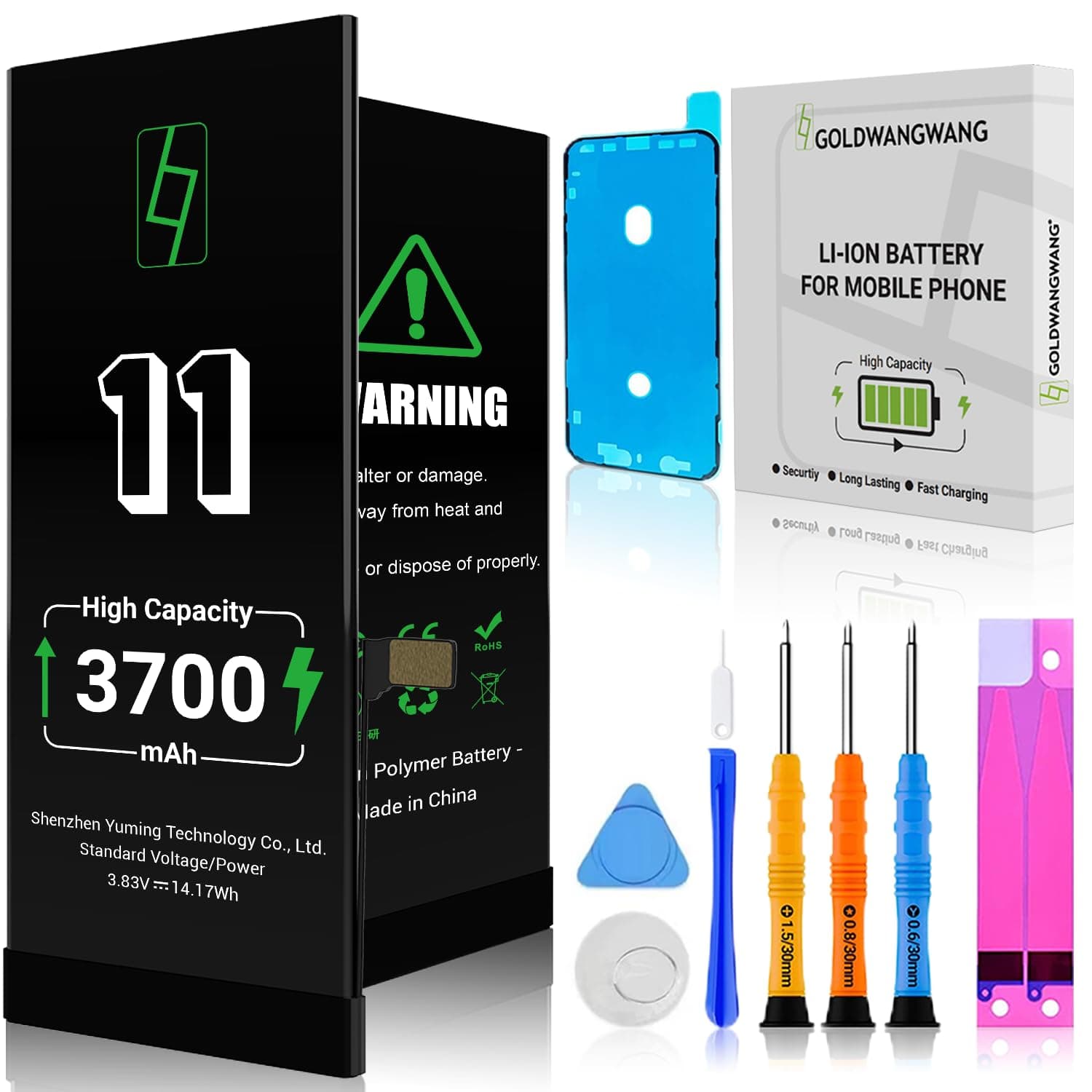 📱 GOLDWANGWANG iPhone 11 Akku 3700mAh Hochkapazität Komplettes Reparaturkit 1101-3700