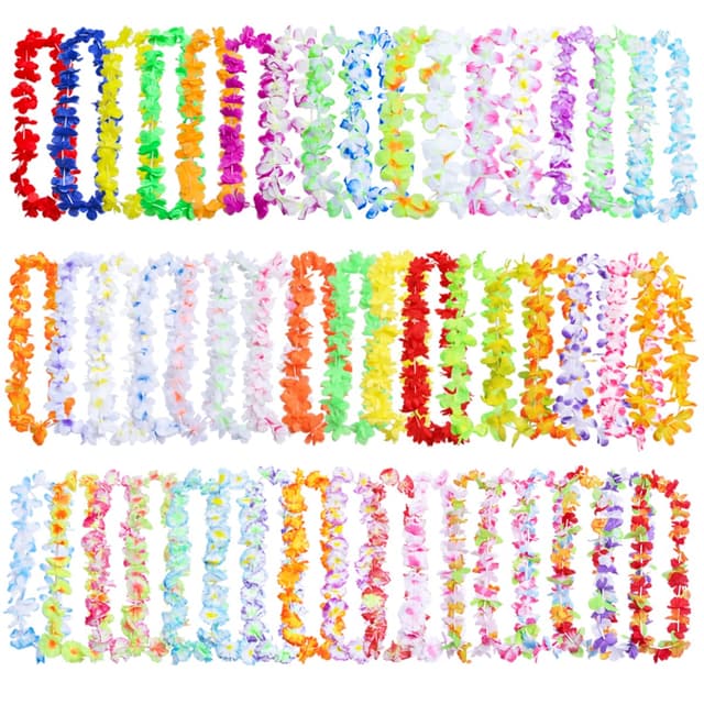 🌺 50 Stück Hawaiische Leis-Party-Dekorationen - Bulk Hawaii-Blumen-Halskette 🌴
